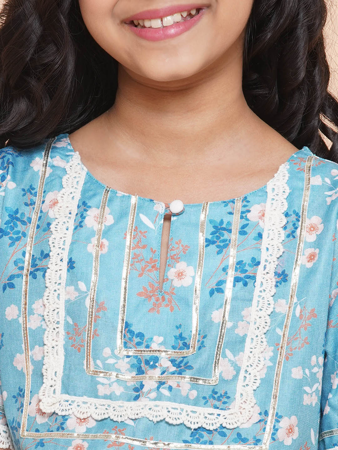 MODISH COUTURE Printed Kurta & Palazzo Se(Sky Blue)