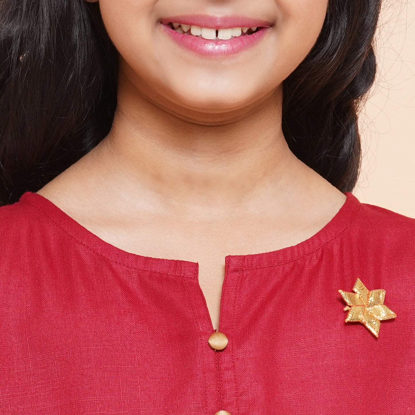 Girls Pleated Anarkali Kurta Set(Mehroon)