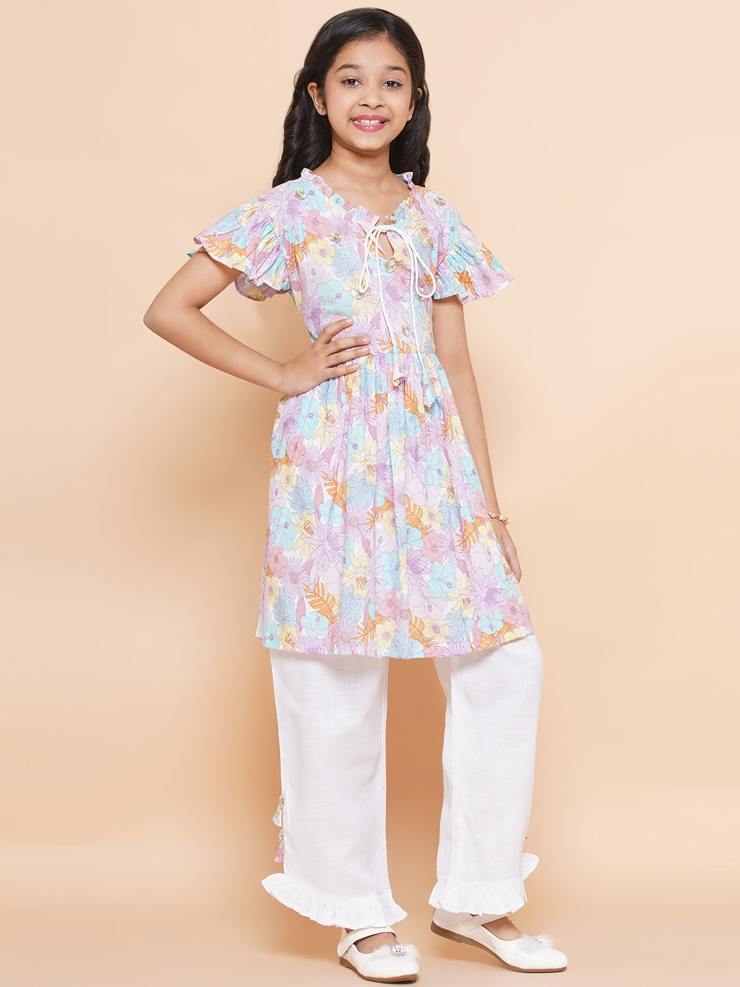 MODISH COUTURE Floral Print Kurta & Palazzo Set(Multi)