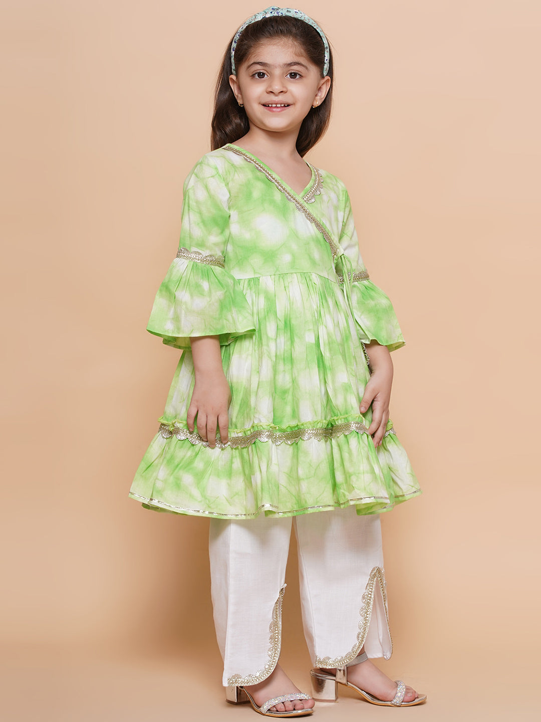 Modish couture Embellished Kurta &Plazzoo (Pink&Green)