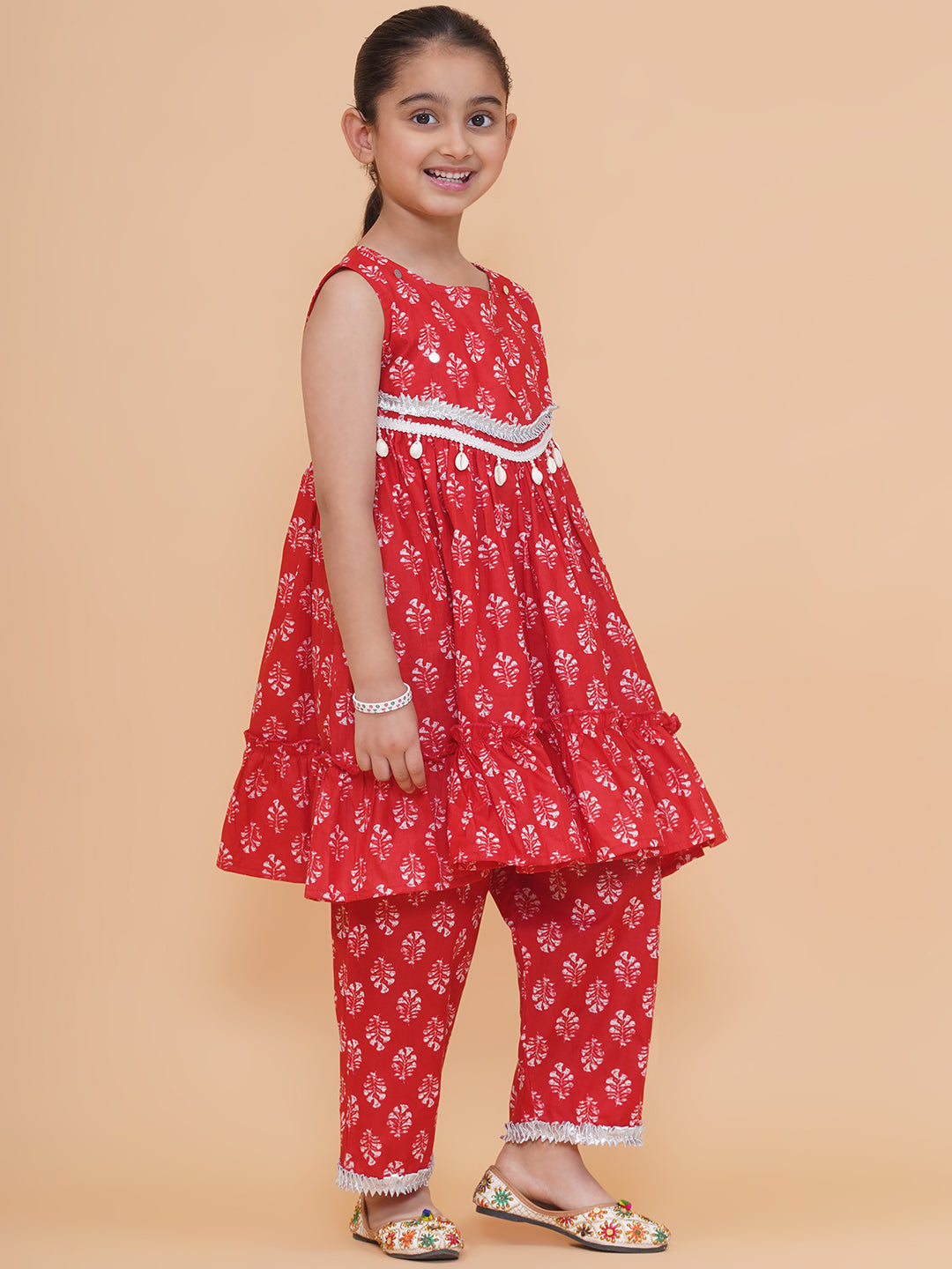 Modish couture Printed Kurta & Plazzo (Red)
