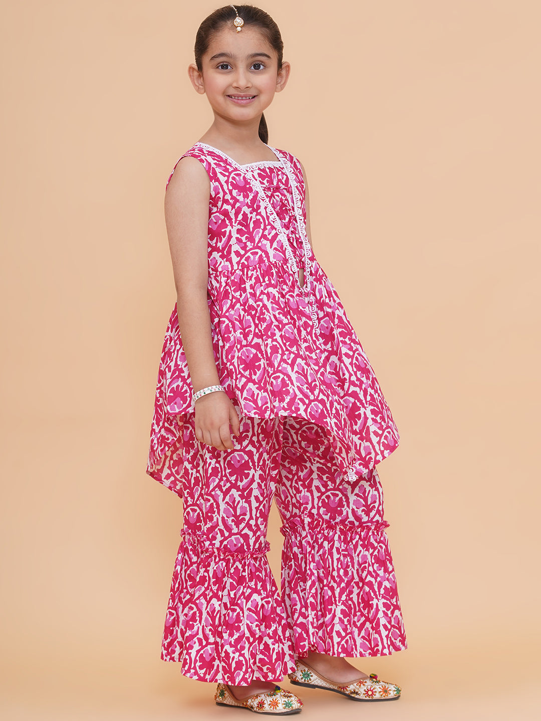 Modish couture Printed Kurta & Plazzo (Pink)