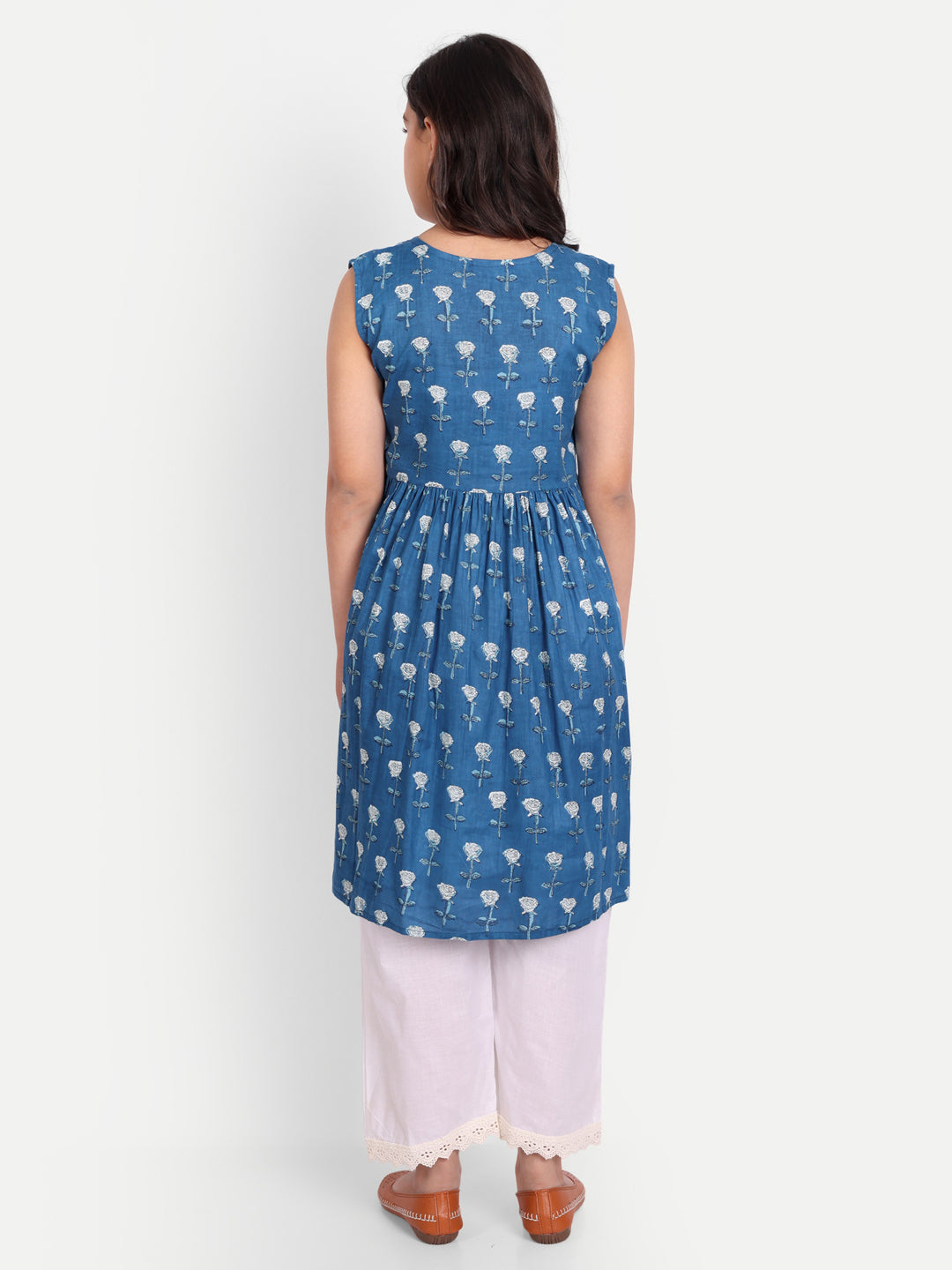 MODISH COUTURE Floral Anarkali Kurta & Plazzo(Blue)