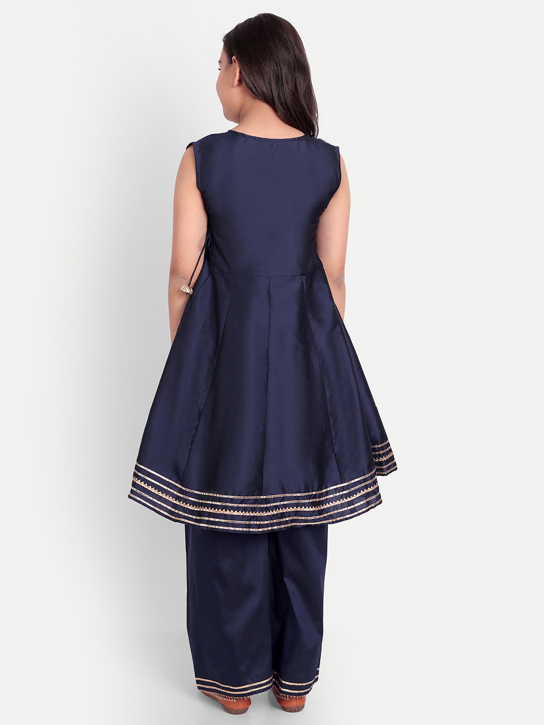 MODISH COUTURE Embellished Angrakha Kurta & Plazzo (Navy Blue)