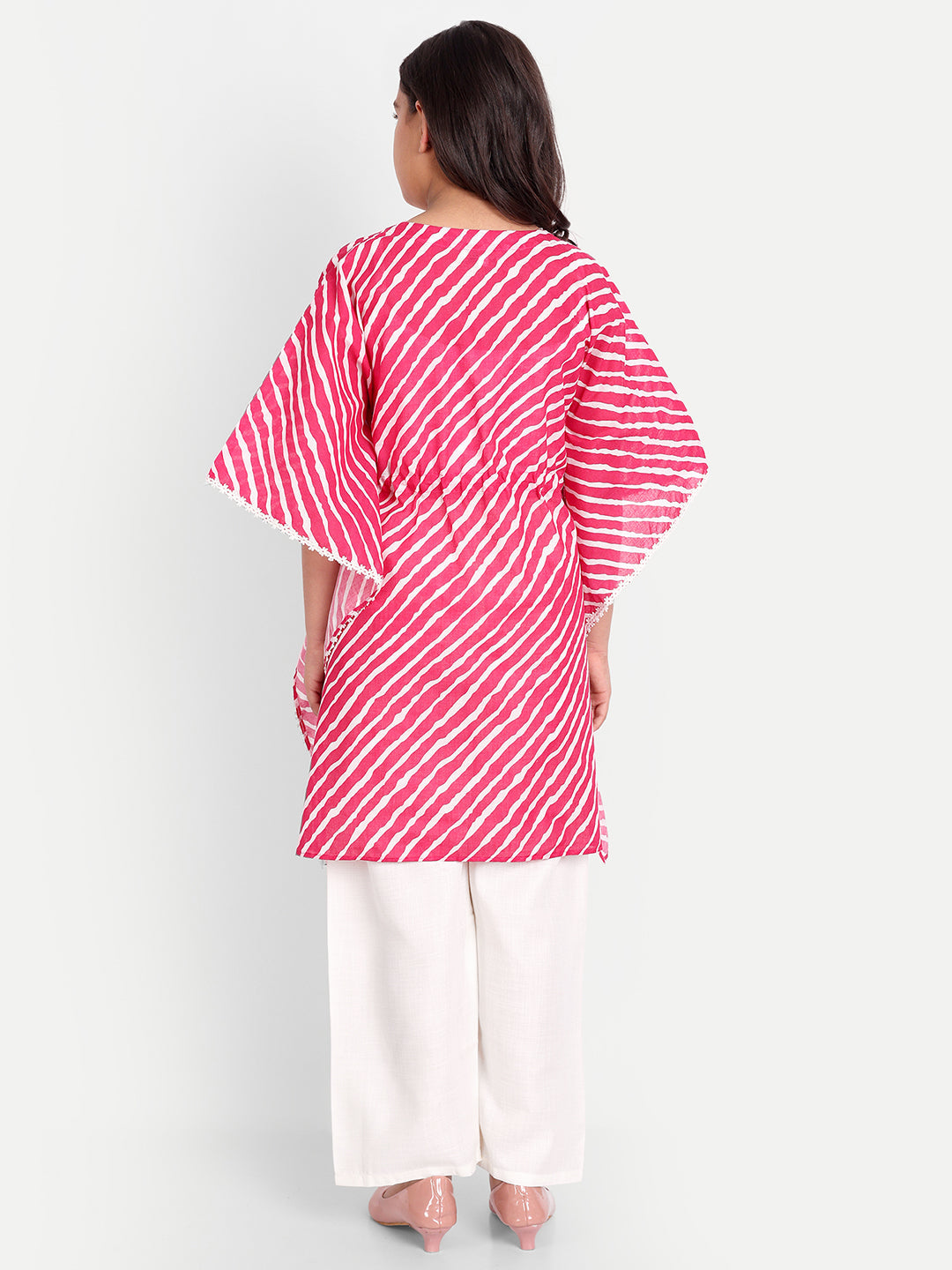 MODISH COUTURE Pink Leheriya Kaftaan & Plazzo (Pink)