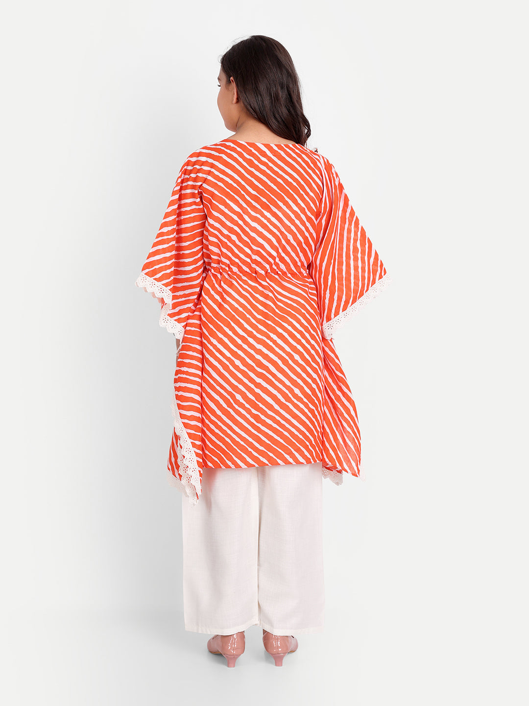 MODISH COUTURE Orange Leheriya Kaftaan & Plazzo (Orange)