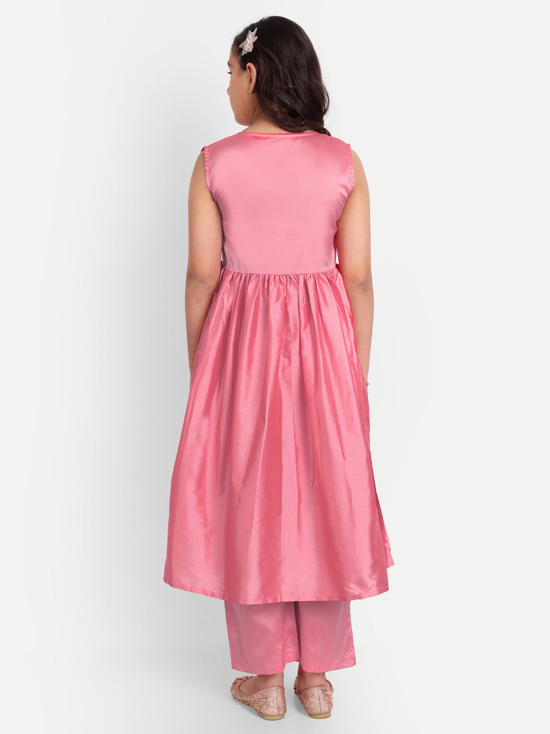 MODISH COUTURE Mirror Work Angrakha Kurta & Plazzo (Pink)