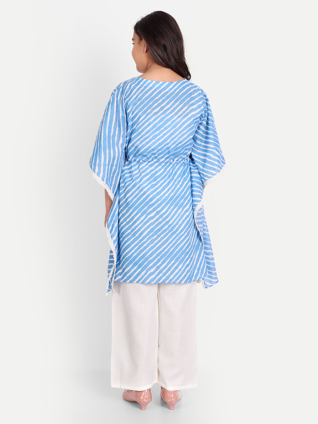 MODISH COUTURE Blue Leheriya Kaftaan & Plazzo (Blue)