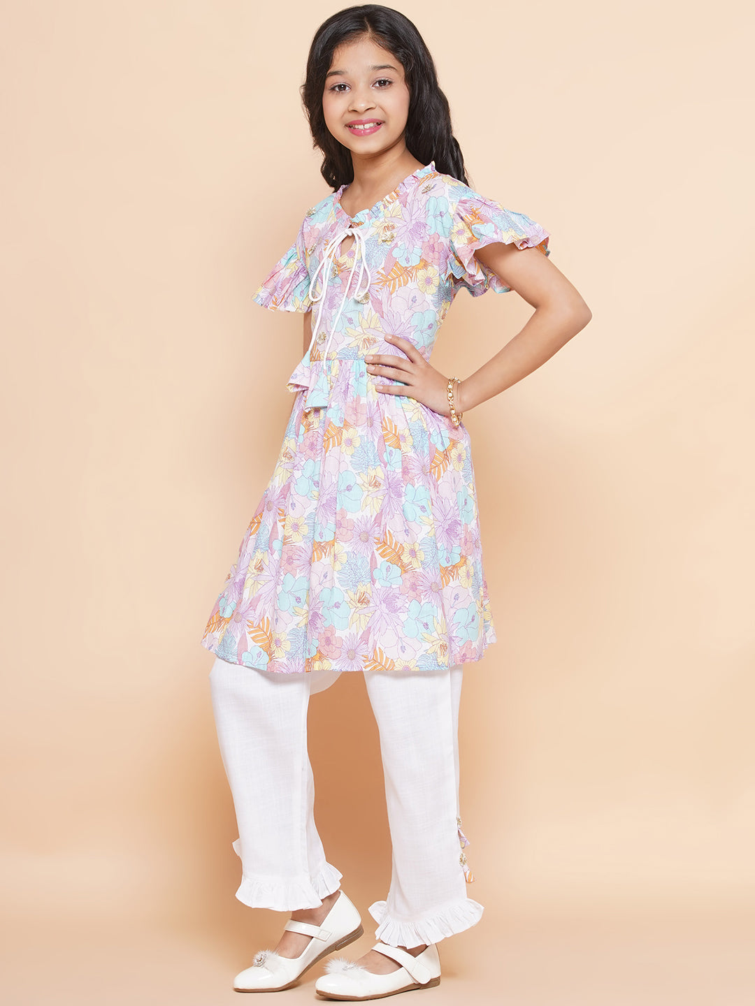 MODISH COUTURE Floral Print Kurta & Palazzo Set(Multi)