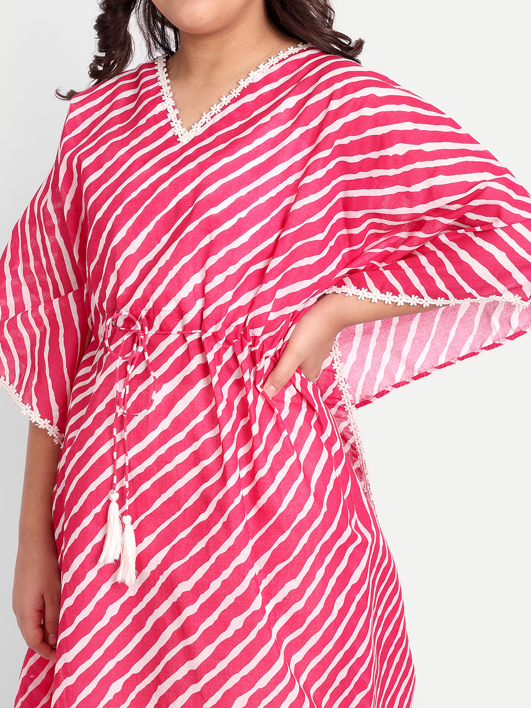 MODISH COUTURE Pink Leheriya Kaftaan & Plazzo (Pink)