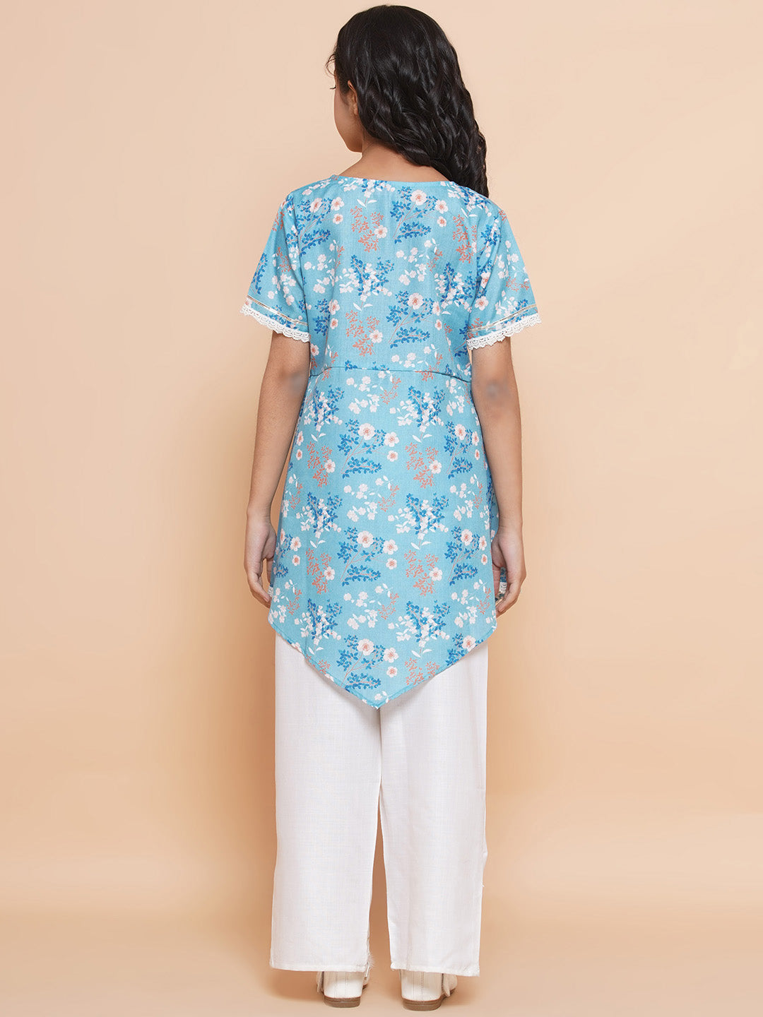 MODISH COUTURE Printed Kurta & Palazzo Se(Sky Blue)