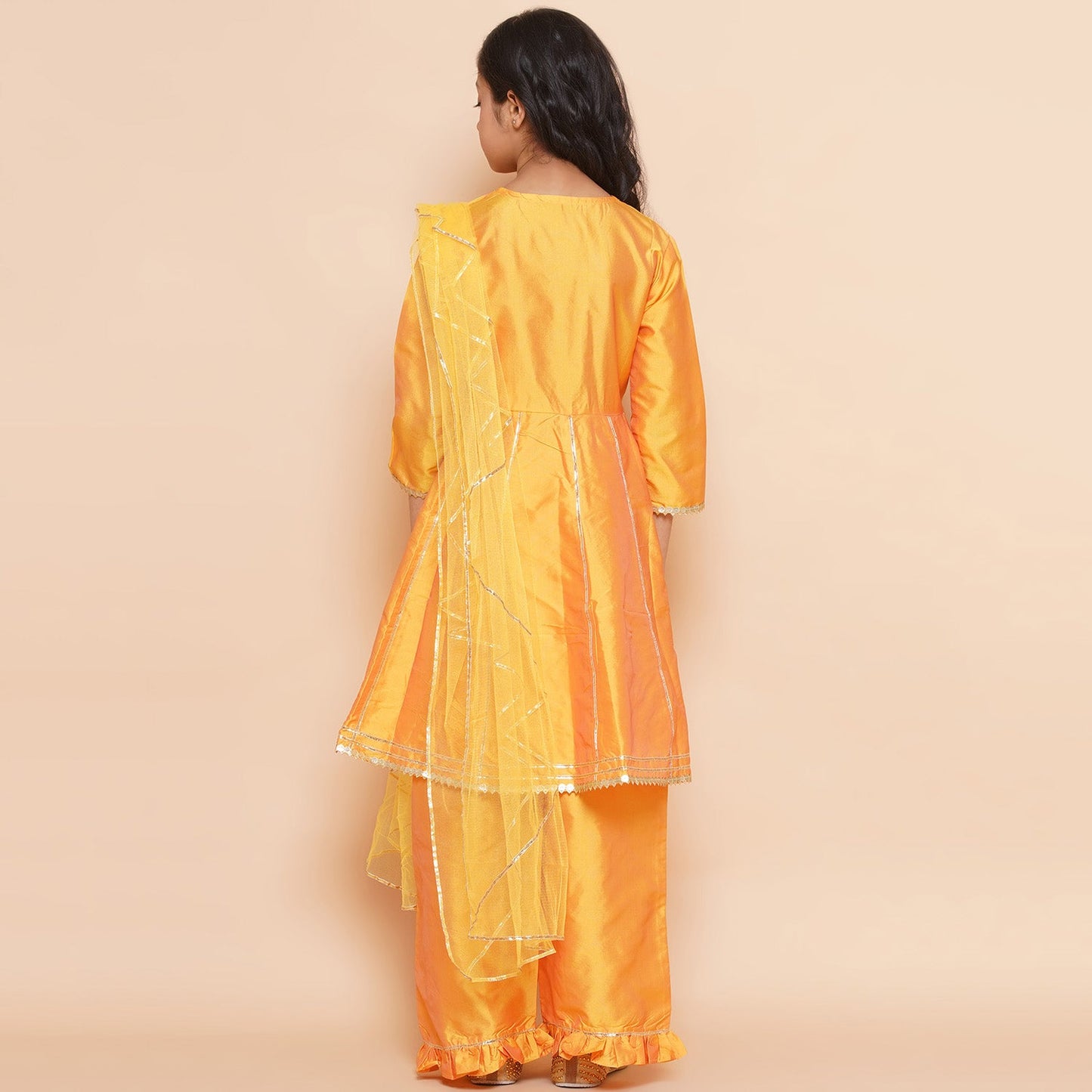 MODISH COUTURE Embellished Kurta & Palazzo Set With Dupatta(Musterd)