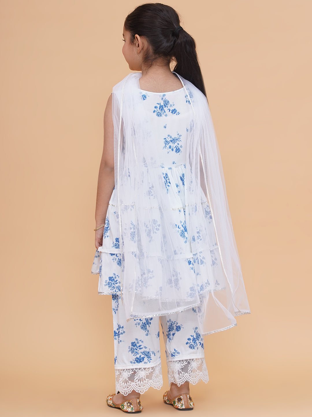 Modish couture Printed Kurta & Plazzo with Dupatta (White)