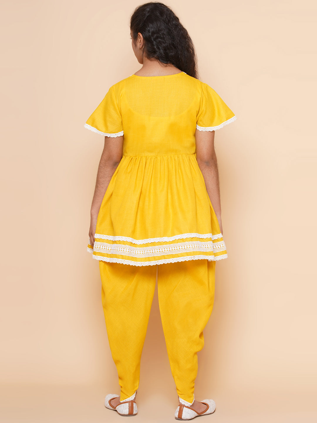 MODISH COUTURE Self Design Kurta & Dhoti salwar (Musterd)