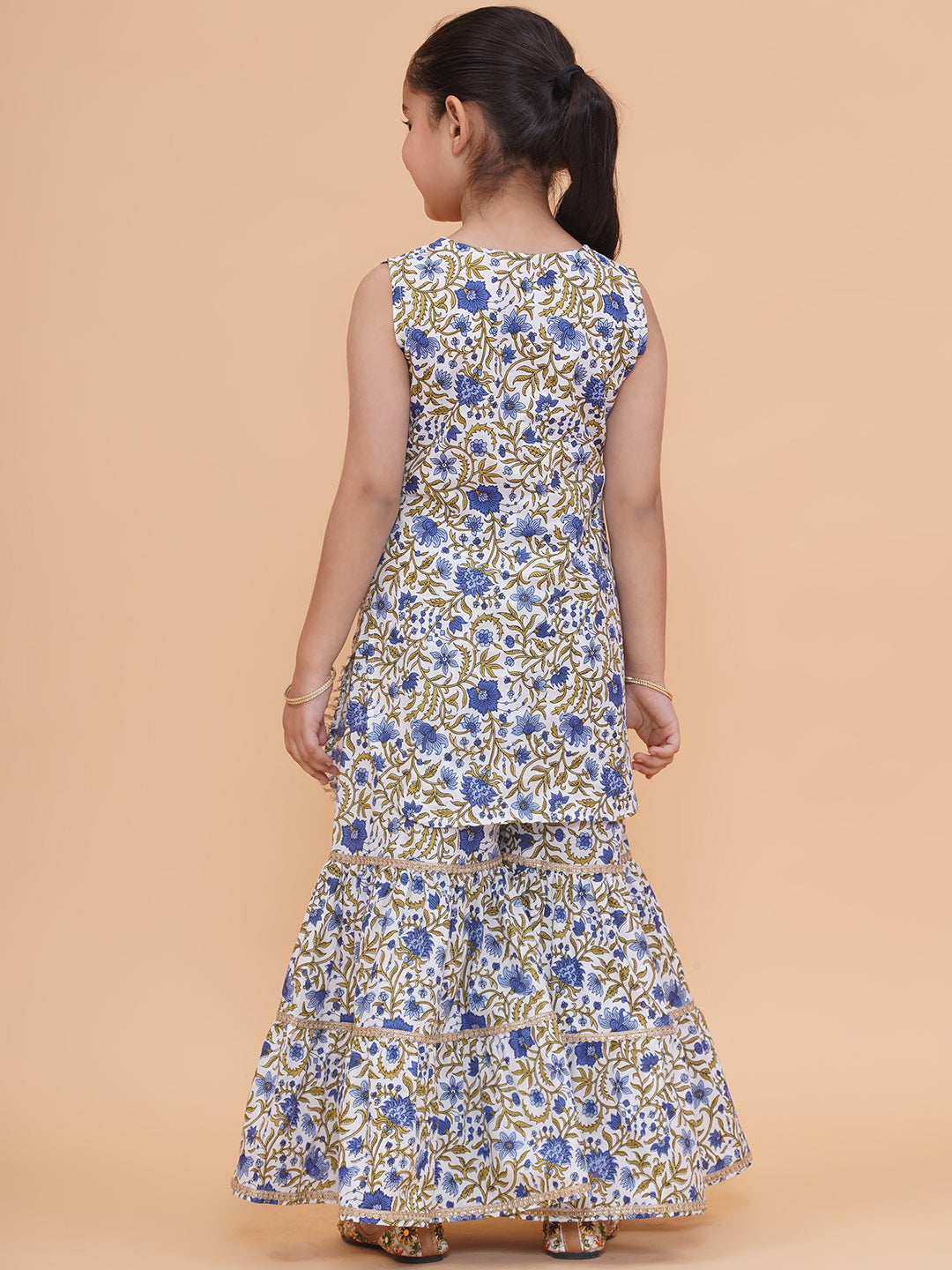 Modish couture Printed Kurta & Sharara (White)