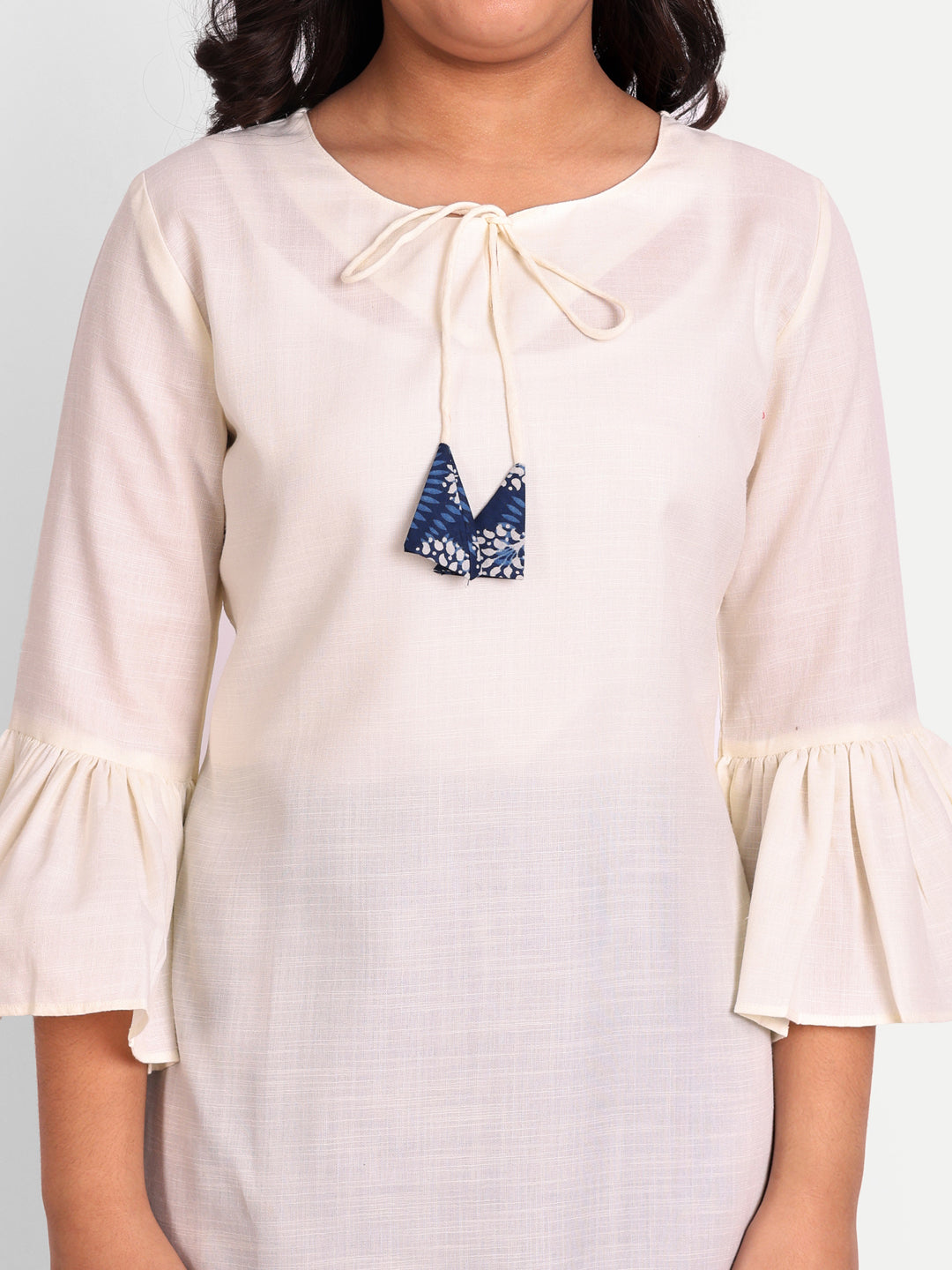 MODISH COUTURE Bell Sleeves Straight Kurta & Salwar (Off White)