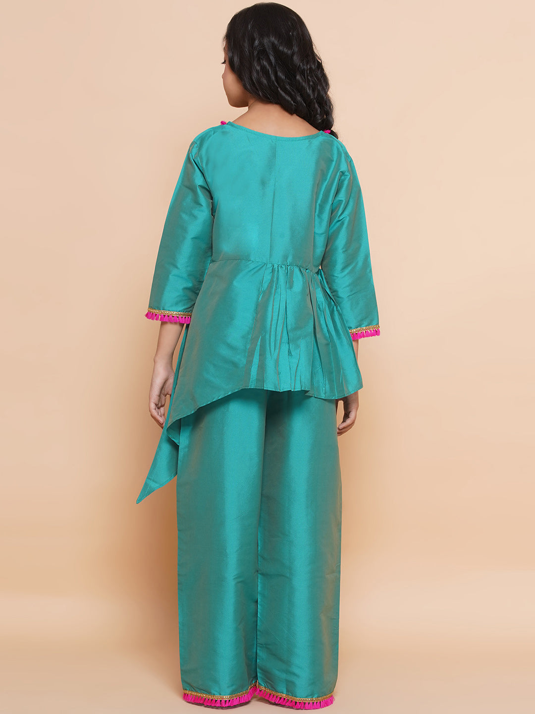 MODISH COUTURE Self Design Kurta & Top With Palazzo Set(Rama Green)