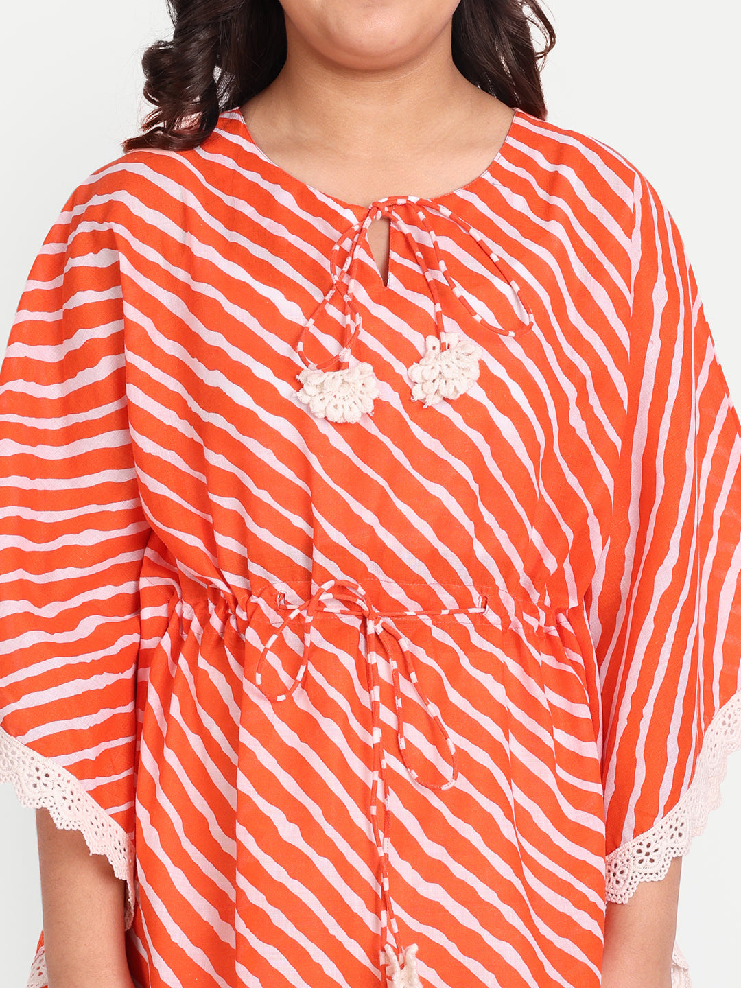 MODISH COUTURE Orange Leheriya Kaftaan & Plazzo (Orange)