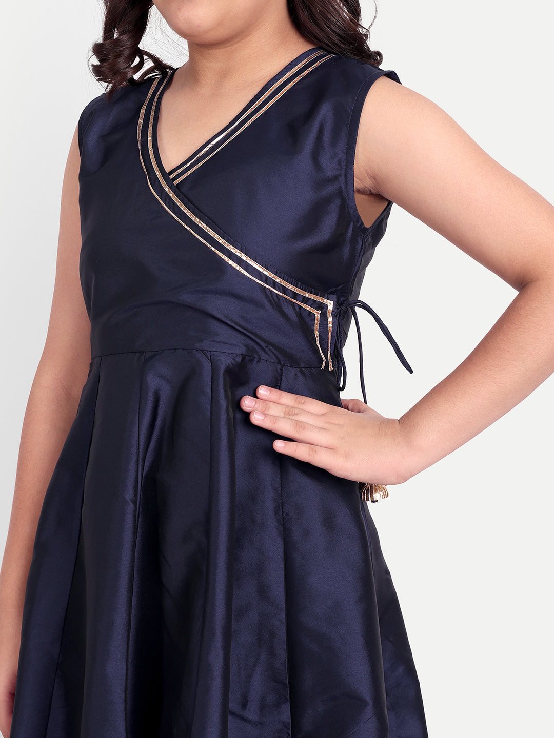 MODISH COUTURE Embellished Angrakha Kurta & Plazzo (Navy Blue)