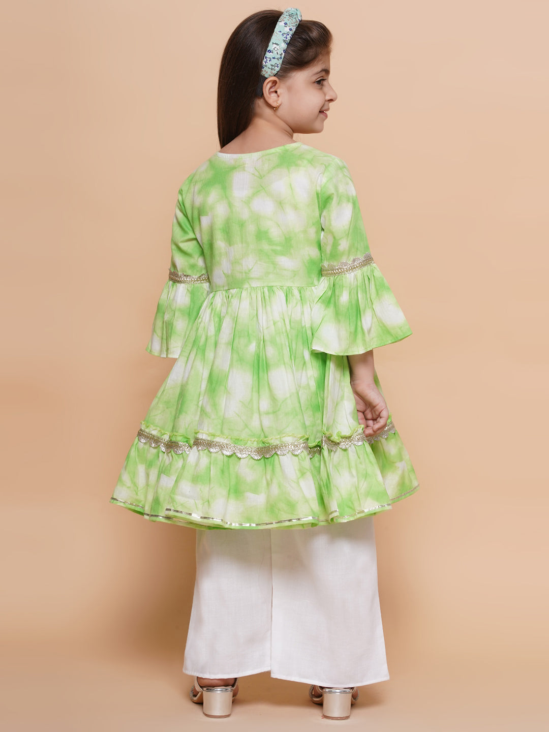 Modish couture Embellished Kurta &Plazzoo (Pink&Green)