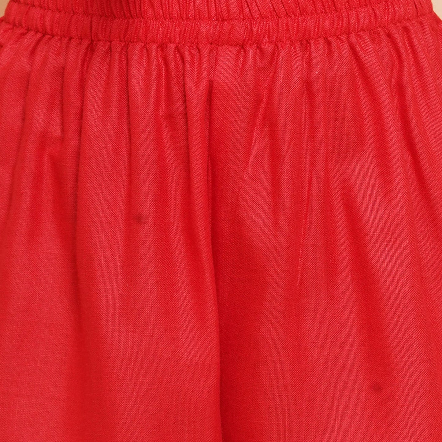 Girls Solid Straight Kurta Set(Red)