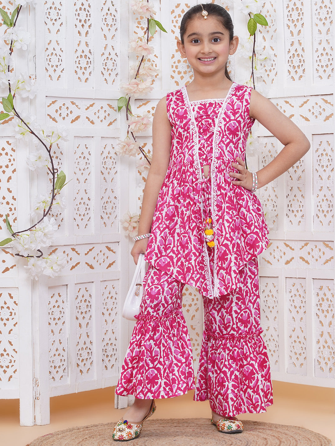 Modish couture Printed Kurta & Plazzo (Pink)