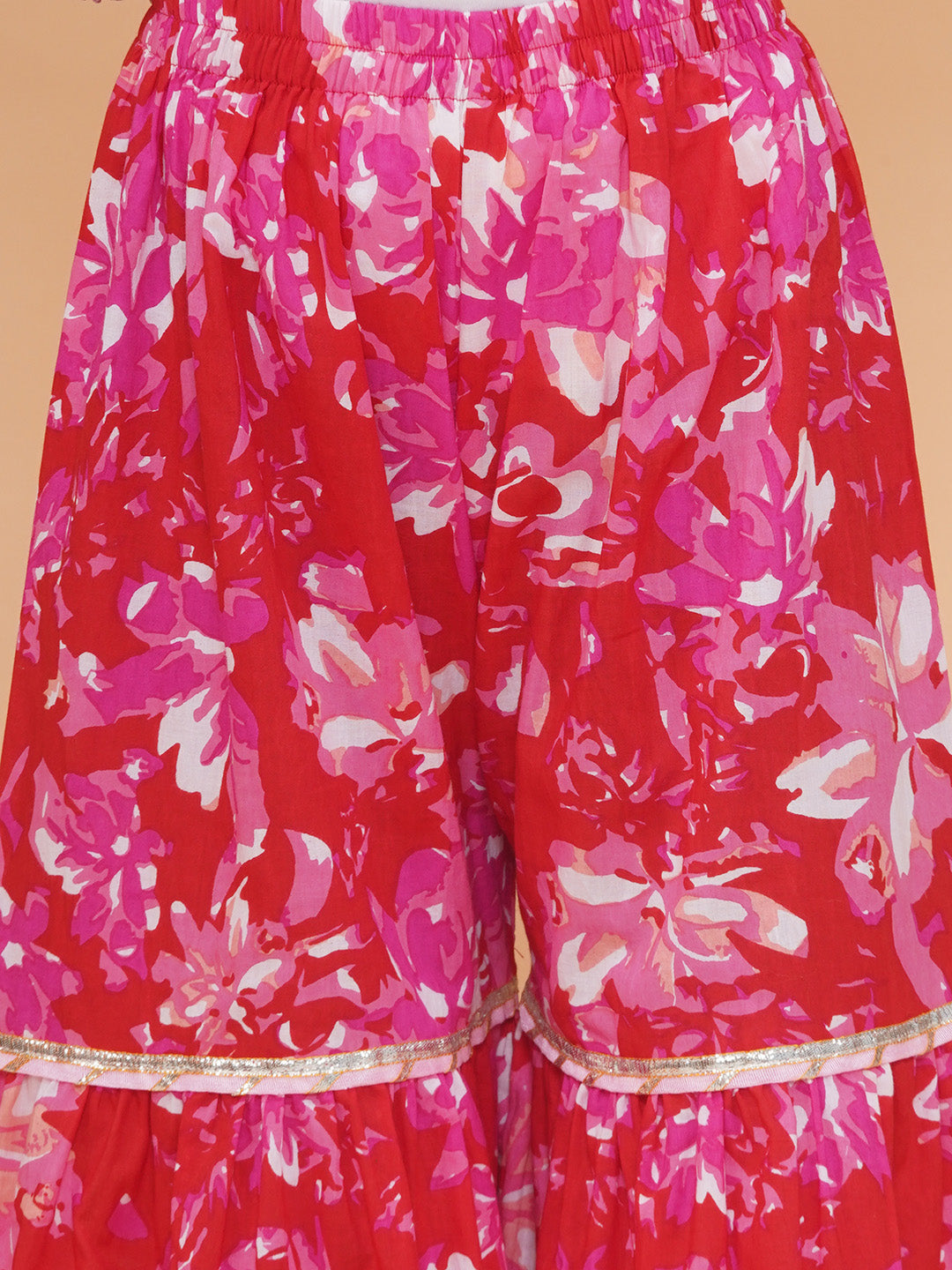 Modish couture Printed Kurta & Sharara with Dupatta (RED)