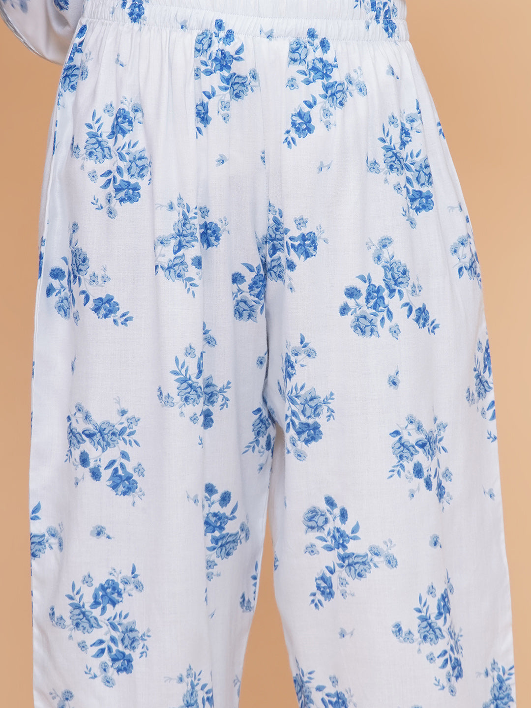 Modish couture Printed Kurta & Plazzo with Dupatta (White)