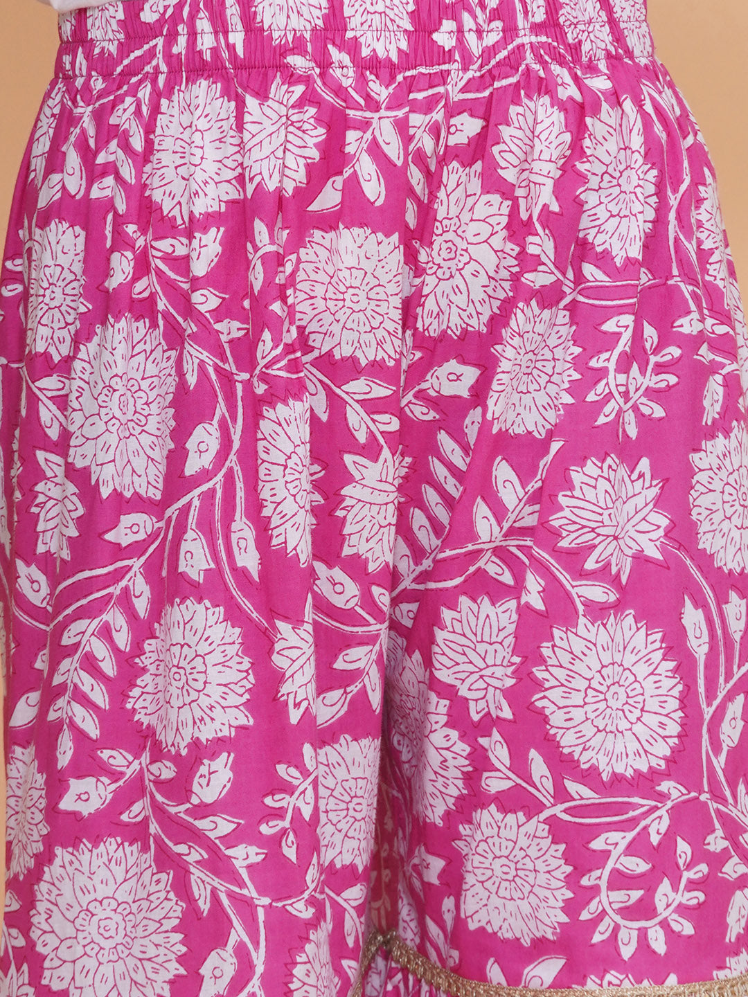 Modish couture Printed Kurta & Sharara with Dupatta (White)