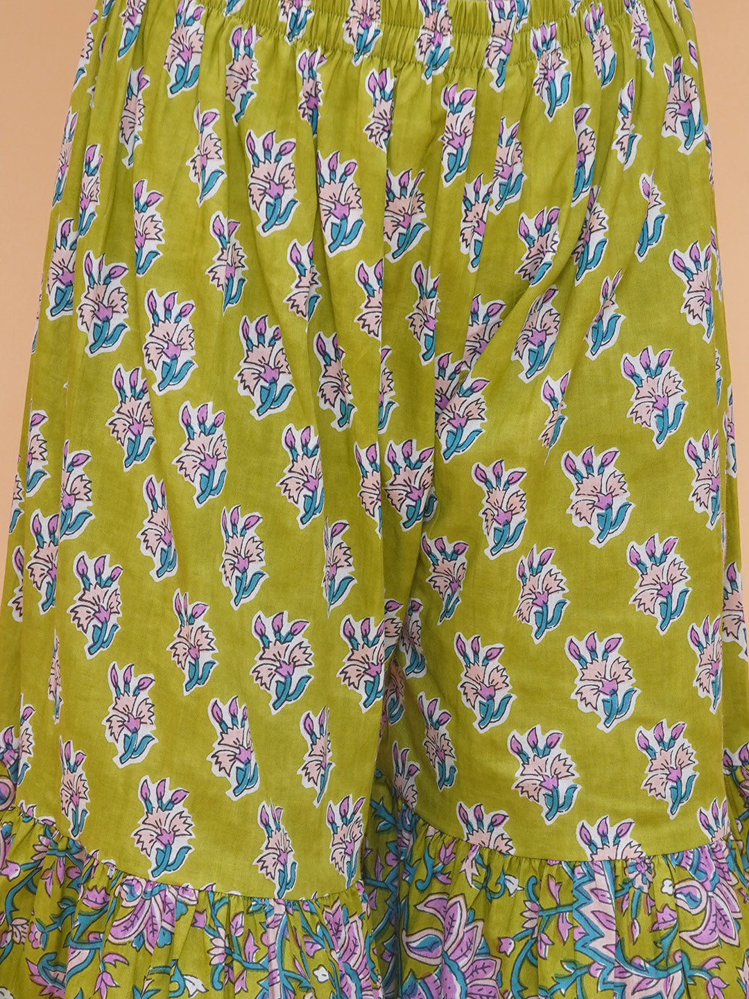 Modish couture Printed Kurta & Sharara with Dupatta (GREEN)