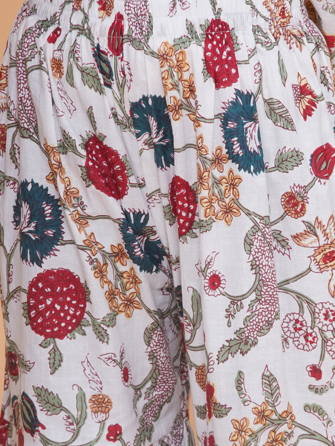 Modish couture Printed Kurta & Sharara with Dupatta (White&Red)