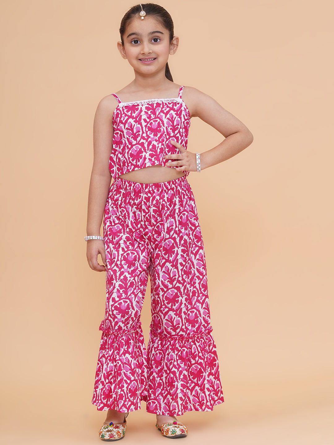 Modish couture Printed Kurta & Plazzo (Pink)