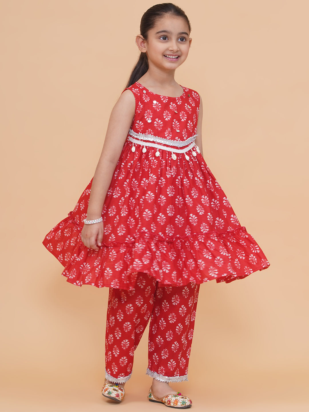 Modish couture Printed Kurta & Plazzo (Red)