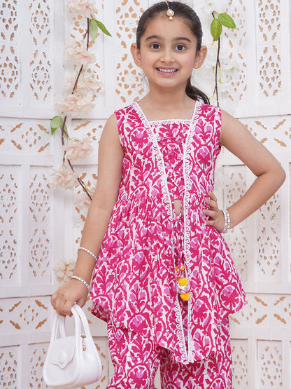 Modish couture Printed Kurta & Plazzo (Pink)