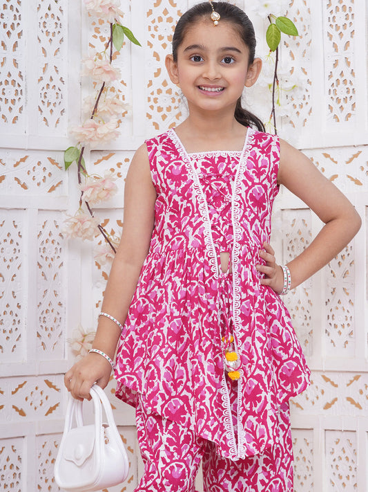 Modish couture Printed Kurta & Plazzo (Pink)