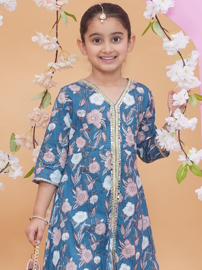 Modish couture Printed Kurta & Plazzo (Teal)
