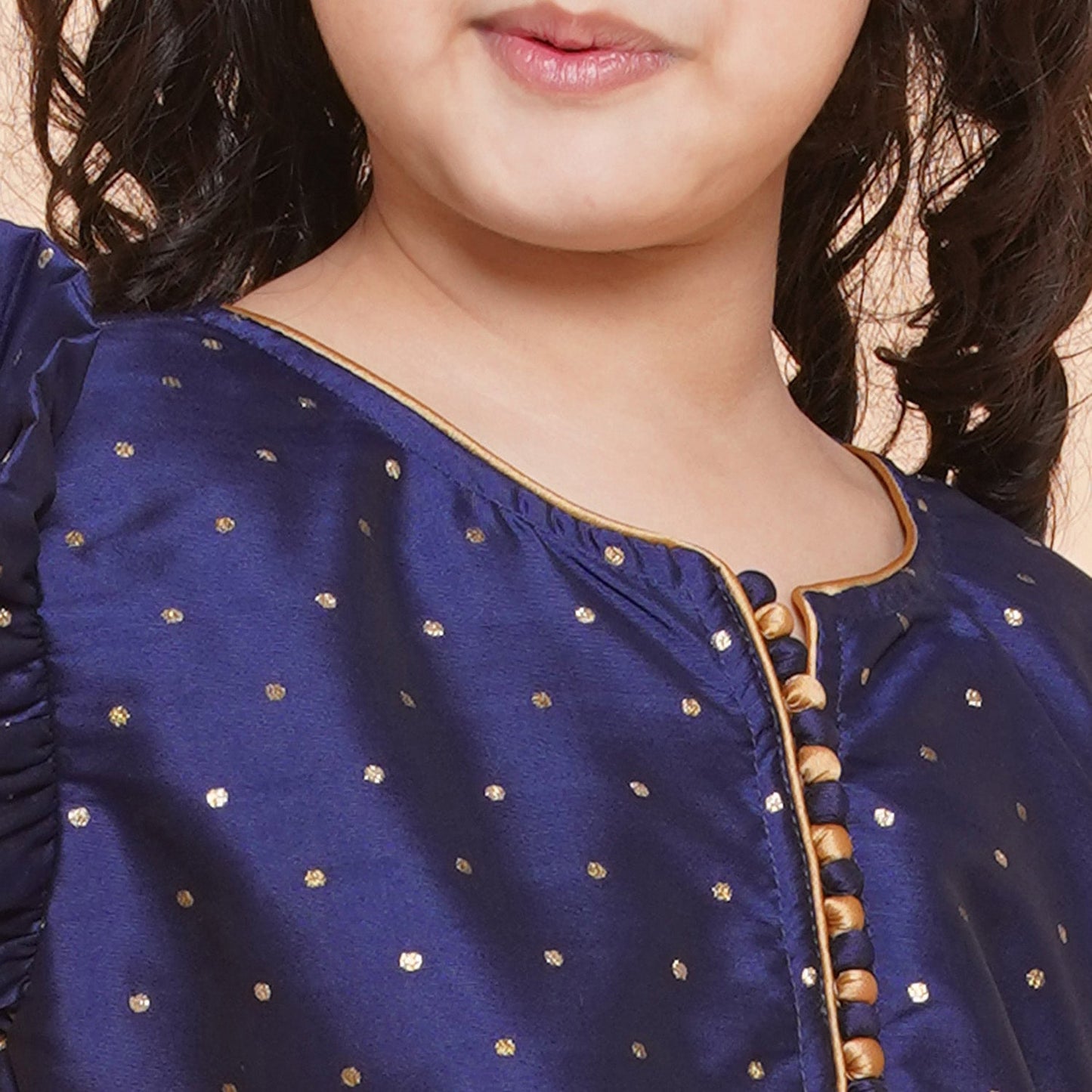 MODISH COUTURE Girls Fashionable Printed Kurta & Palazzo Set With Dupatta (Navy Blue)