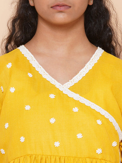 MODISH COUTURE Self Design Kurta & Dhoti salwar (Musterd)