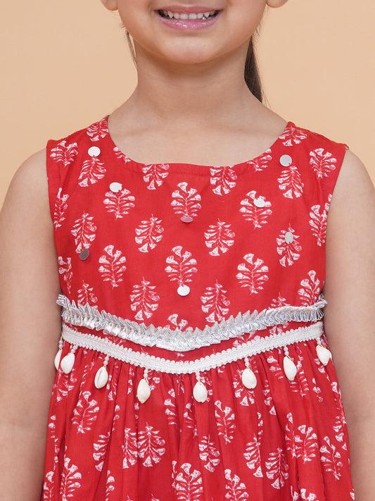 Modish couture Printed Kurta & Plazzo (Red)