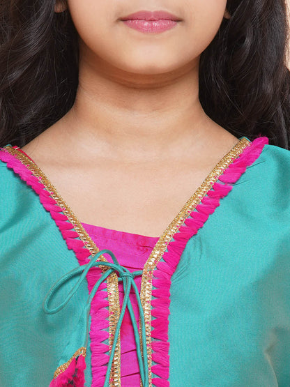 MODISH COUTURE Self Design Kurta & Top With Palazzo Set(Rama Green)