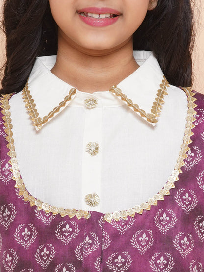 MODISH COUTURE Self Design Kurta & Palazzo Set With Jacket(Off white &Purple)