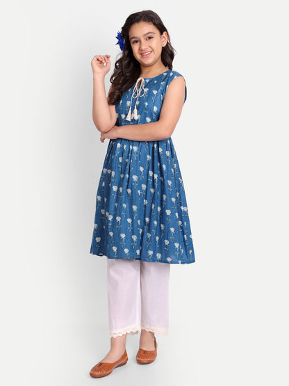 MODISH COUTURE Floral Anarkali Kurta & Plazzo(Blue)