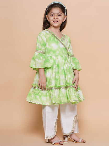 Modish couture Embellished Kurta &Plazzoo (Pink&Green)