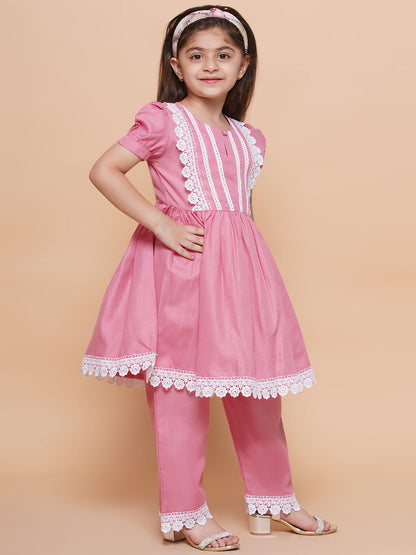 Modish couture Embellished Kurta &Plazzoo  ( Baby Pink)