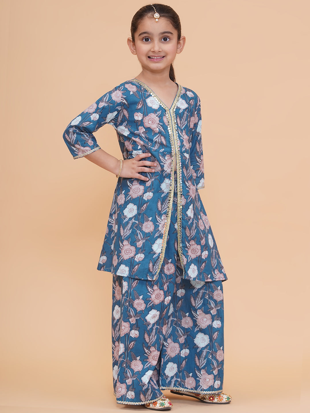 Modish couture Printed Kurta & Plazzo (Teal)