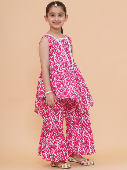 Modish couture Printed Kurta & Plazzo (Pink)