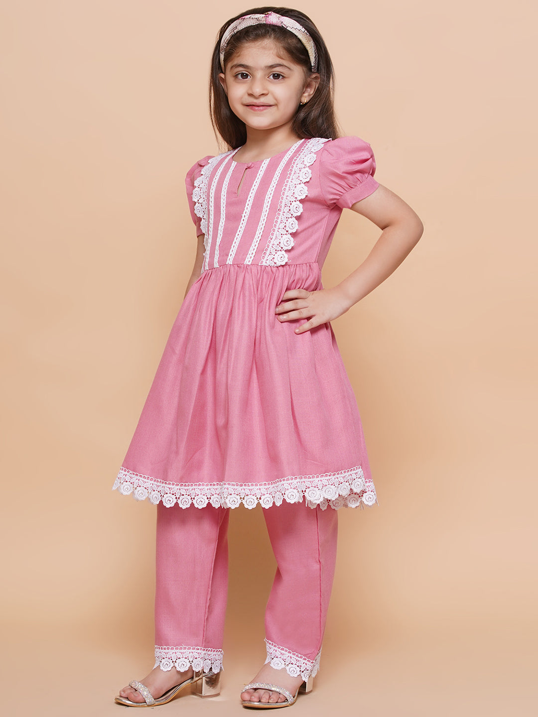 Modish couture Embellished Kurta &Plazzoo  ( Baby Pink)