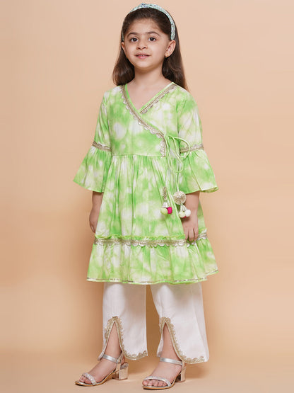 Modish couture Embellished Kurta &Plazzoo (Pink&Green)