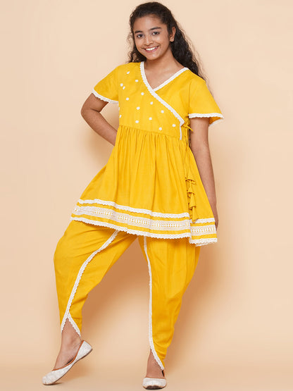 MODISH COUTURE Self Design Kurta & Dhoti salwar (Musterd)