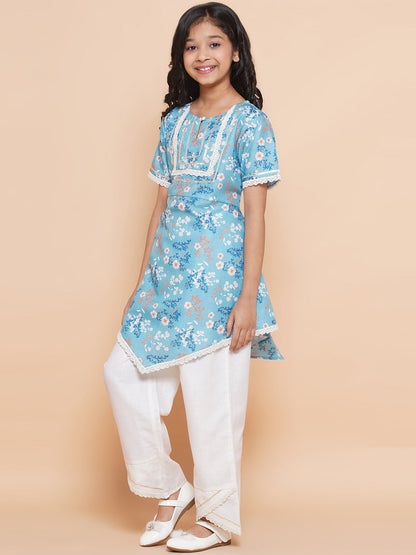 MODISH COUTURE Printed Kurta & Palazzo Se(Sky Blue)